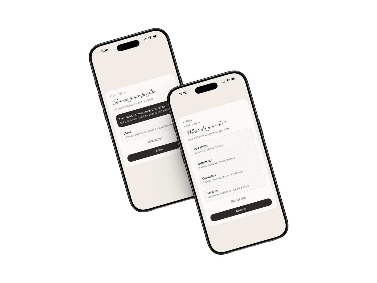 Glamease booking flow on iPhone