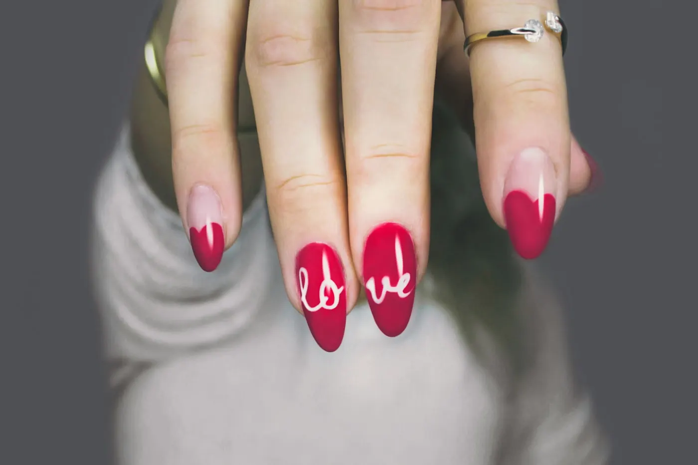 Finished gel manicure with detailed nail art